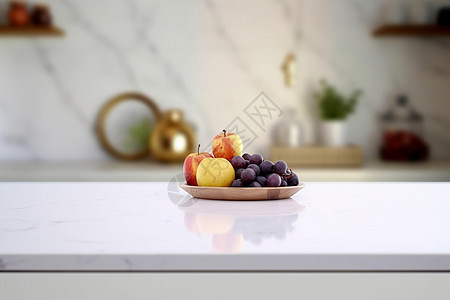 家居厨房台面上的水果盘图片