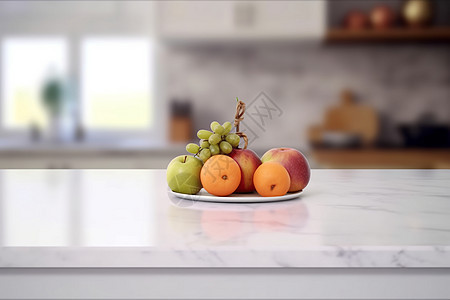厨房台面上的水果盘图片