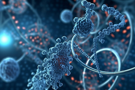 抽象生物病毒细胞dna链背景图片