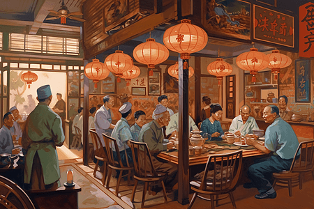 中国传统装饰的餐厅图片