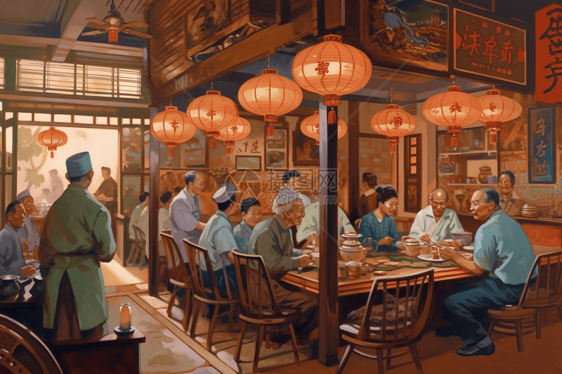 中国传统装饰的餐厅图片