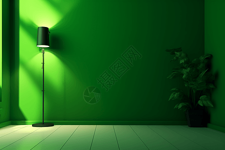 绿色灯光的落地灯图片