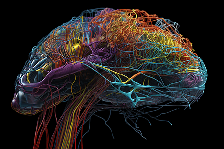 有神经通路的大脑3D模型图片