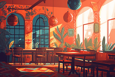 色彩鲜艳的餐厅图片