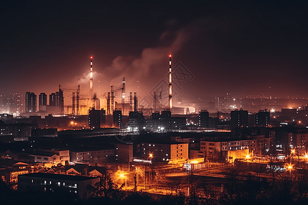 夜间城市工厂景观图片