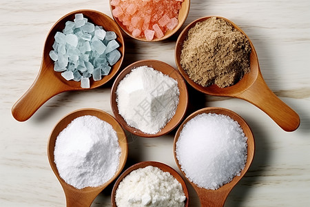 不同品种的海盐粉末图片