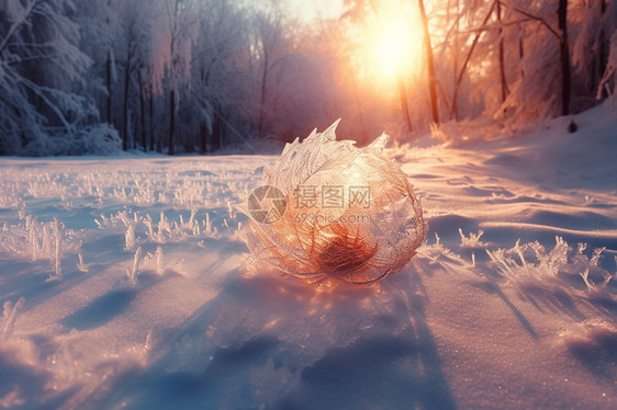 雪地上的冰晶图片