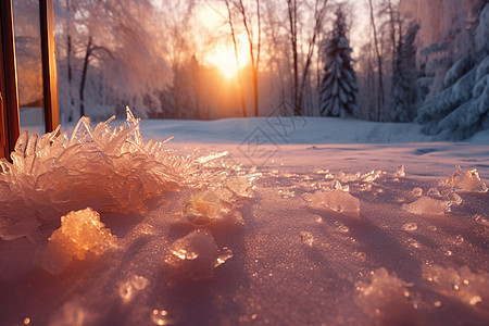 雪地和冰晶图片