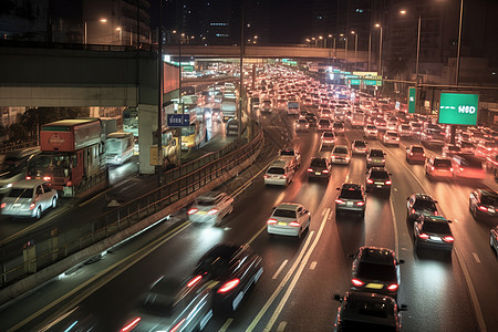 香港晚上街道上的车辆背景图片
