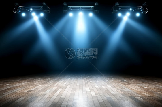 舞台上的蓝色聚光灯图片