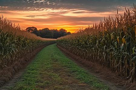 农村大型玉米种植田背景图片