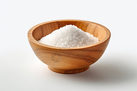 木碗中的粗粒盐颗粒图片