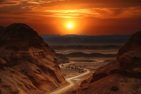沙漠场景的日落图片
