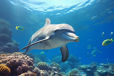海洋环境中游泳的海豚图片