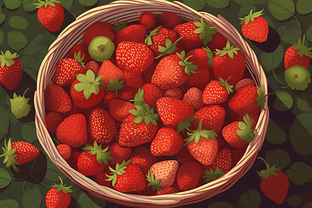新鲜采摘的草莓图片