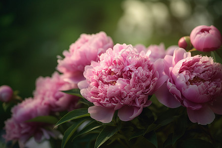 盛开的粉红色的牡丹花背景图片