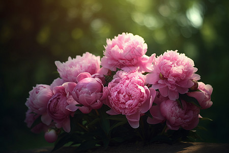 花园里粉红色的牡丹花图片