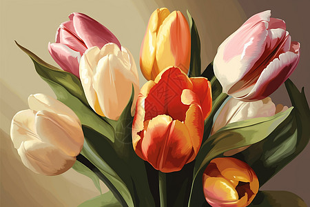 花瓶中的郁金香花束插图背景图片