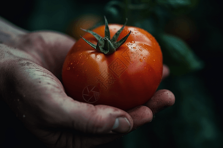 园丁的手拿着西红柿图片