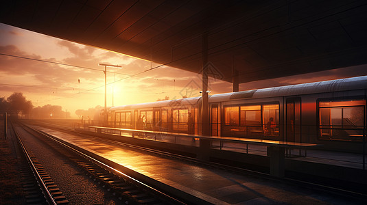 太阳落山时的地铁车站插图图片