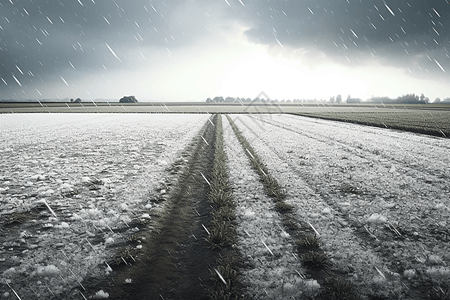 冰雹天气的农田图片