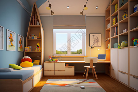 现代家居儿童卧室背景图片
