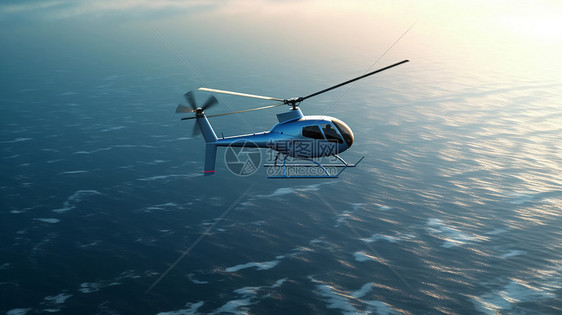 直升机在海面上空飞行图片