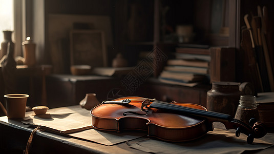 小提琴家的练习室图片