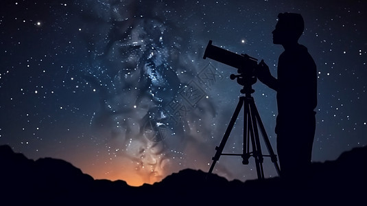 天文学家用望远镜看星星和月亮图片