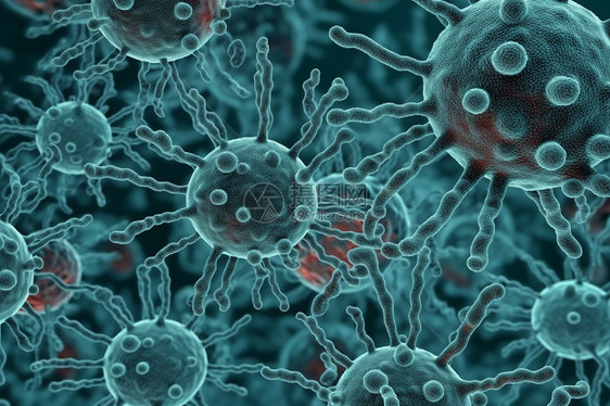 链球菌病毒细胞的3d抽象医学图像图片