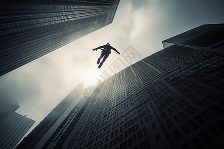 城市里的跳伞运动员图片
