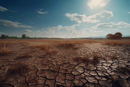 干旱开裂的田野背景图片