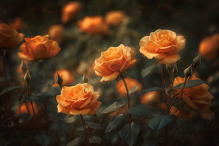 盛开的橙色玫瑰图片