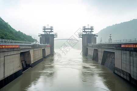 江畔水利工程建筑图片