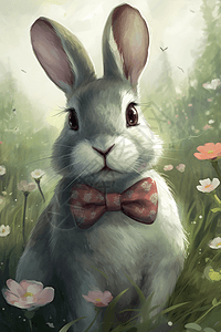 可爱的兔子插画图片