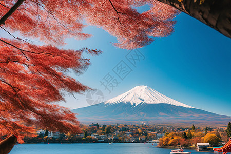 京打马尼火山富士山风景背景