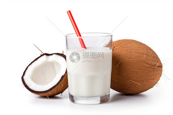 香醇的椰奶饮品图片