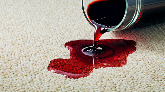 红酒洒在家居的地毯上图片