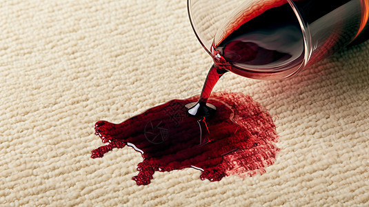一杯红酒洒在地毯上图片