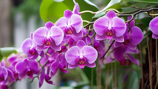 盛开的紫色兰花背景图片