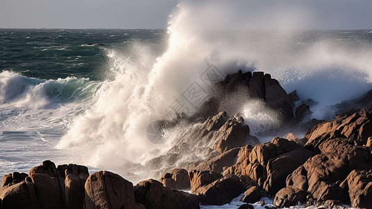 波涛汹涌的海浪自然景观背景图片