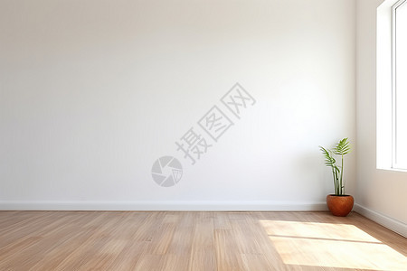 房间内的白色砂浆墙背景图片