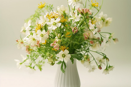 花瓶中的小野花图片