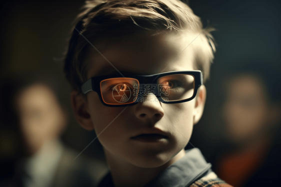 小男孩戴着VR眼镜图片