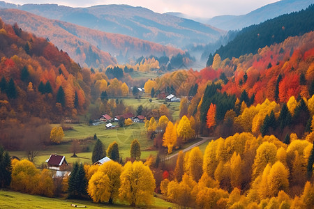 秋天美丽的森林景色图片