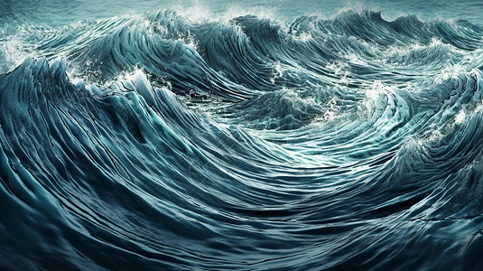海洋潮汐在涡轮机周围旋转的插图背景图片