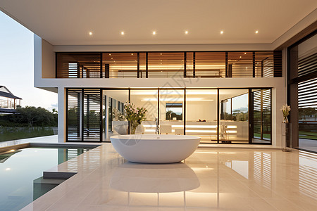 现代别墅浴室空间效果图背景图片