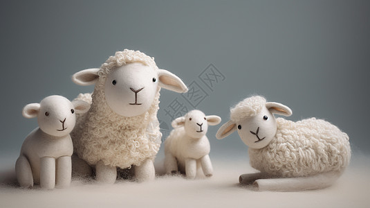 可爱绵羊家族摆件图片