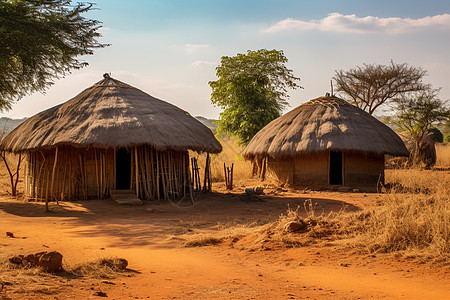 非洲农村大草原上的非洲村贫穷部落背景