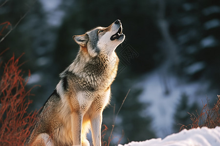 冬天荒野里的狼图片